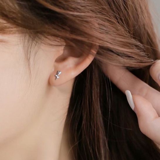 Anting S925 Silver Bentuk Bulan Bintang Butterfly Dan Hati Gaya Korea Untuk Wanita