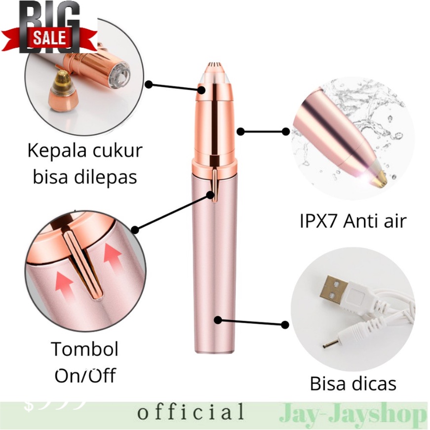 Alat Cukuran Pencukur Flawless RECHARGABLE Cukuran Alis Elektrik Tanpa Rasa Sakit Eyebrow Hair Trimmer Cukur Alis (PAKAI BOX) TERLARIS