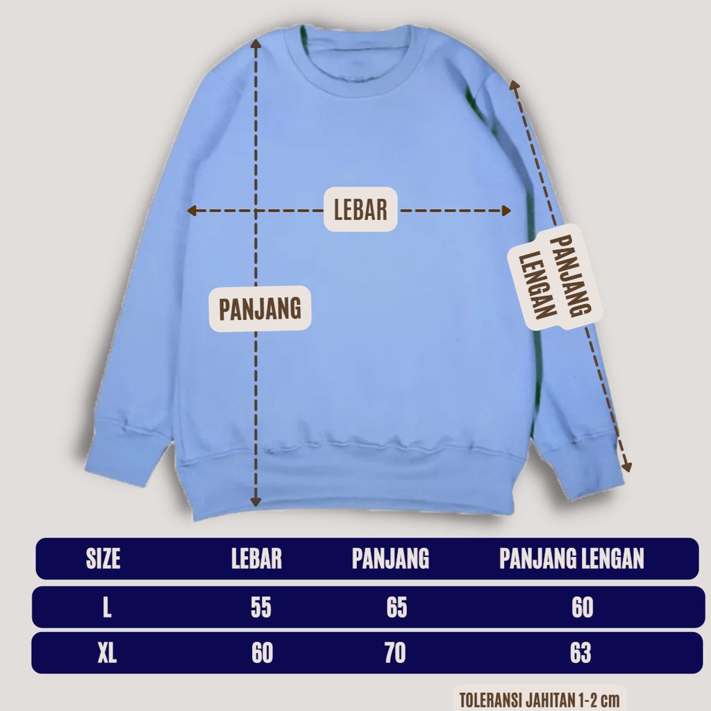 Oversize Crewnek Polos / Sweter Crewnex polos L-XL Slimfit Pria dan Wanita