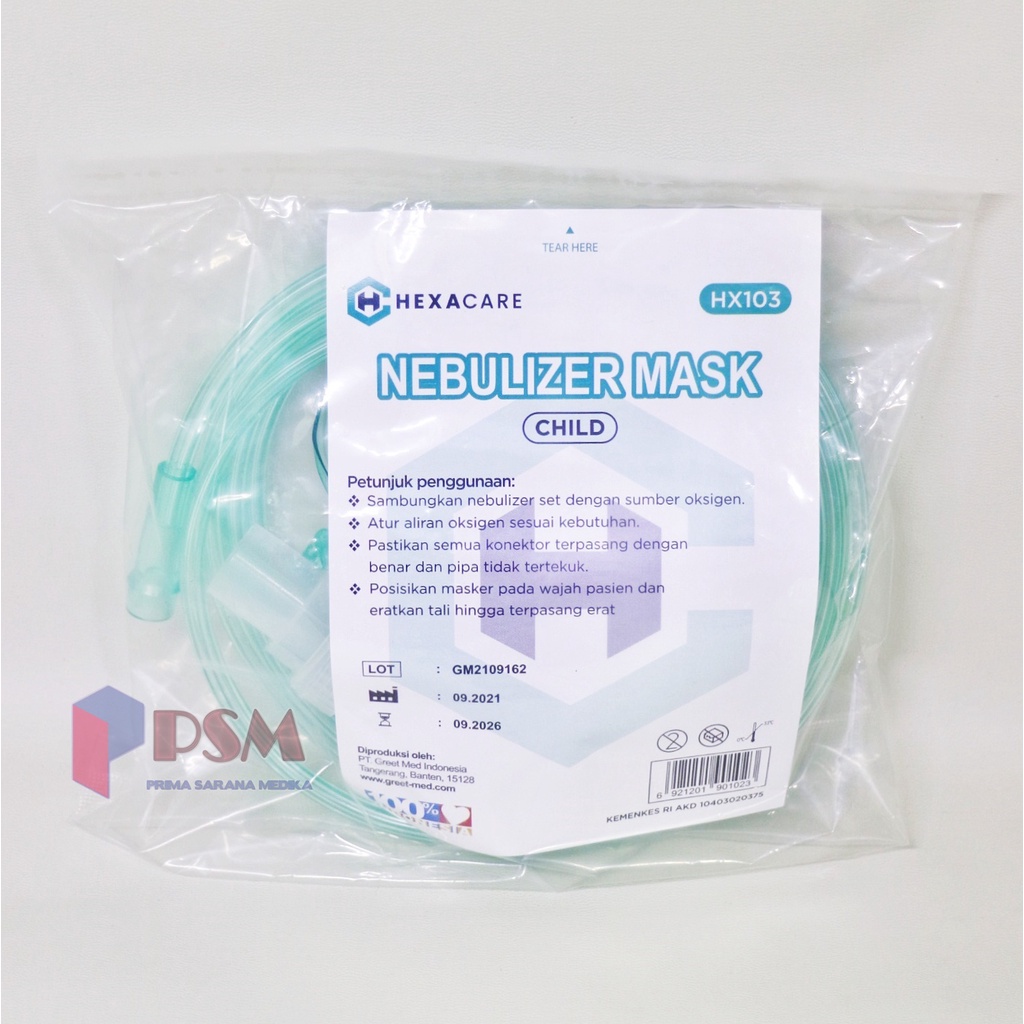 Hexacare Nebulizer Mask Set Adult Child / Masker Nebul Anak Dewasa Tempat Obat Uap