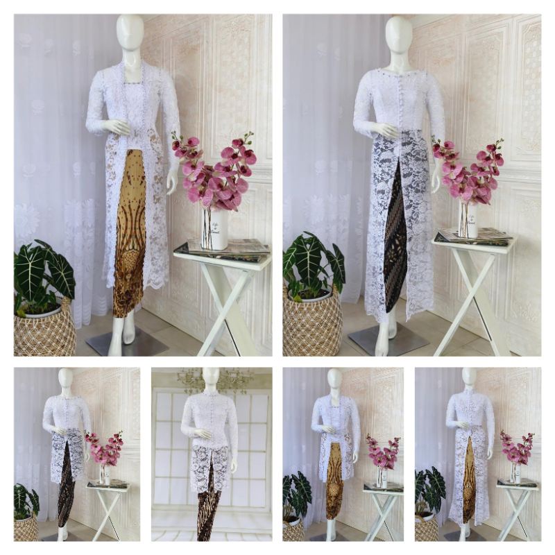 stelan kebaya Payet putih / kebaya nikah / kebaya ibu besan / kebaya lamaran / kebaya kutubaru / keb