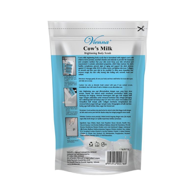 VIENNA BODY SCRUB COW'S MILK POUCH 1KG - REFILL