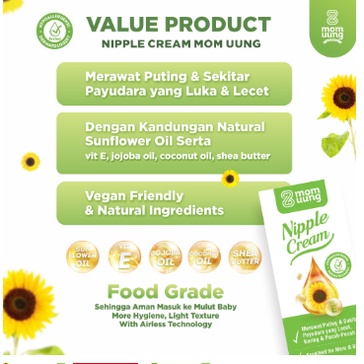 Nipple cream Mom Uung Nipple Cream Natural Ingredients / Krim Puting Lecet / Food Grade - Aman Untuk Bayi