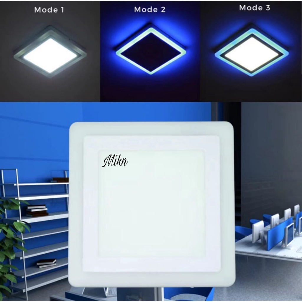 Lampu Downlight LED Panel  3+3 W 6+3W 12+4W Watt INBOW PUTIH BIRU Kotak 2 WARNA MIK