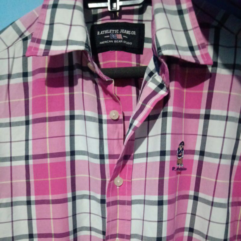 kemeja kotak-kotak pink preloved