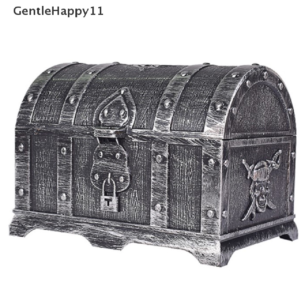 Gentlehappy 1pc Retro Treasure Box Dengan Kunci Mainan Untuk Pesta Nikmat Props Dekorasi Pirate id