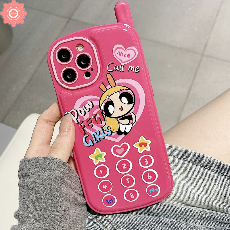 Soft Case Desain Kartun Powerpuff Girls Heart Gaya Retro Vintage Untuk iPhone 11 12 13 14 Pro MAX 14 7 8 Plus XR X XS MAX