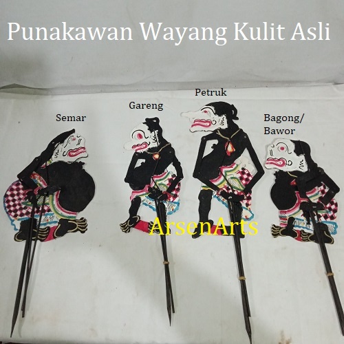 Punakawan Wayang Kulit Asli 1 Set 4 Pcs Hiasan Dinding dan Koleksi