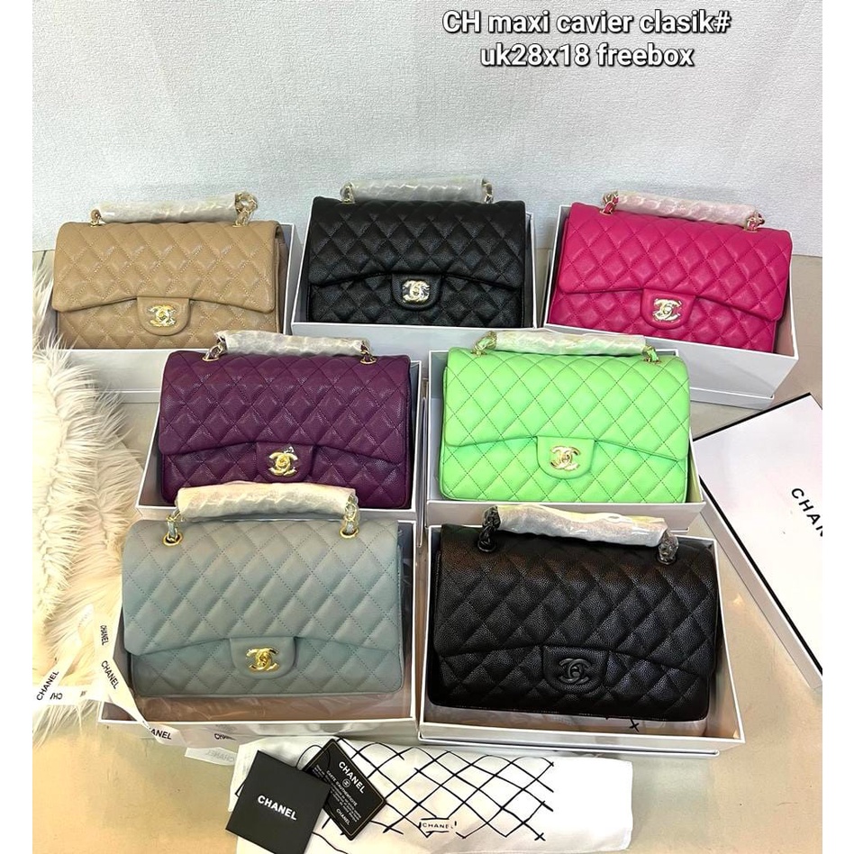 Shoulder bag Ch maxi cavier classic assesoris gold (Free Box)