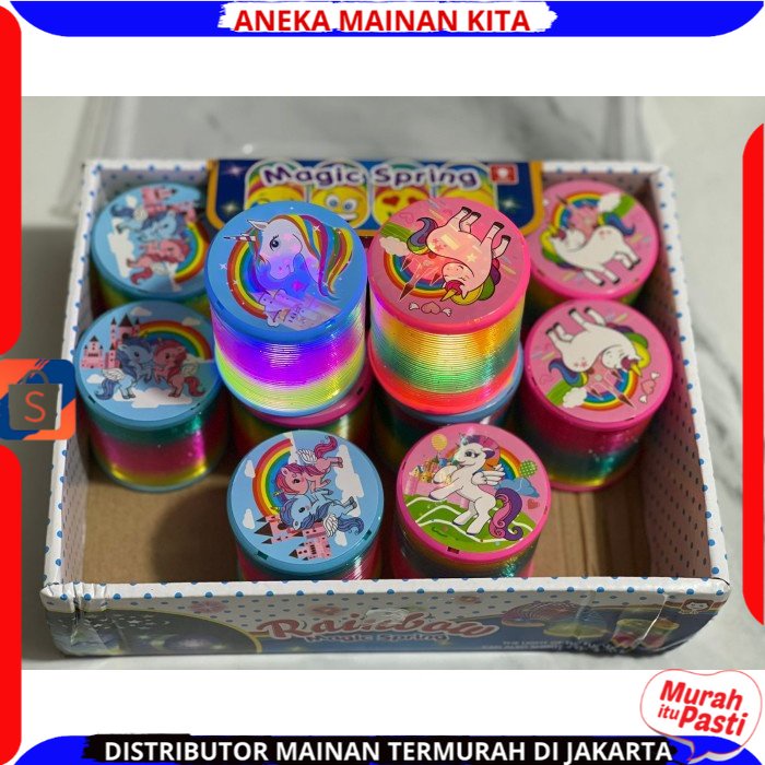 Mainan Anak Per Pegas Pelangi Jumbo Rainbow Spring Slinky Magic Warna Pelangi Ada Lampu