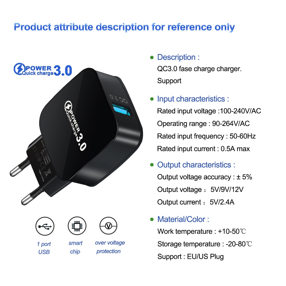 Adapter Charger Dinding QC 3.0 Fast Charging Port Usb Tipe-c Untuk Iphone / Ipad Air / Android