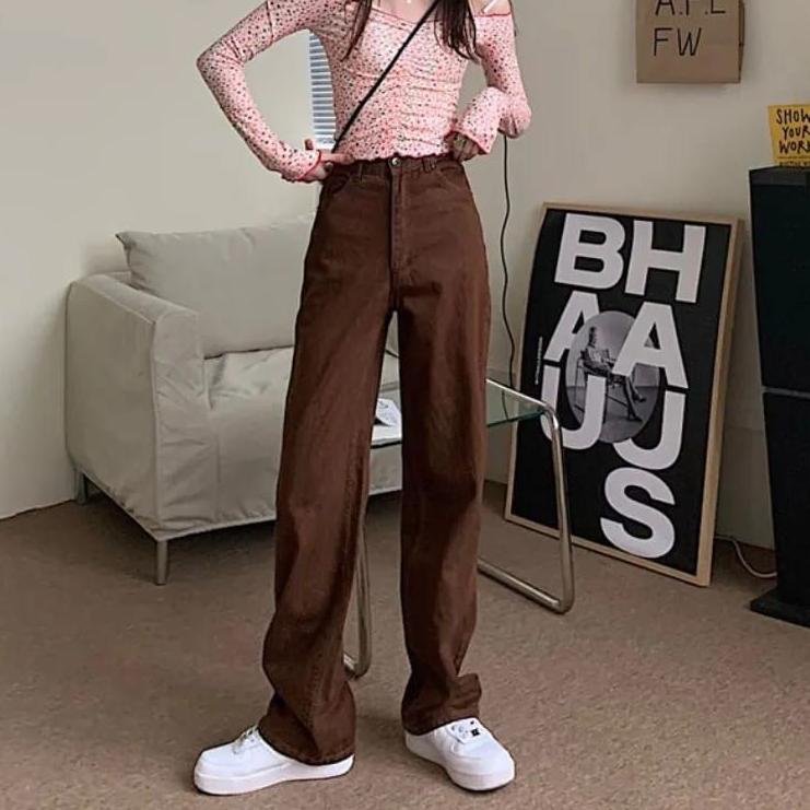 Ready BF CELANA JEANS KULOT CREAM//CELANA BAWAHAN KULOT HAIGWAIST JEANS