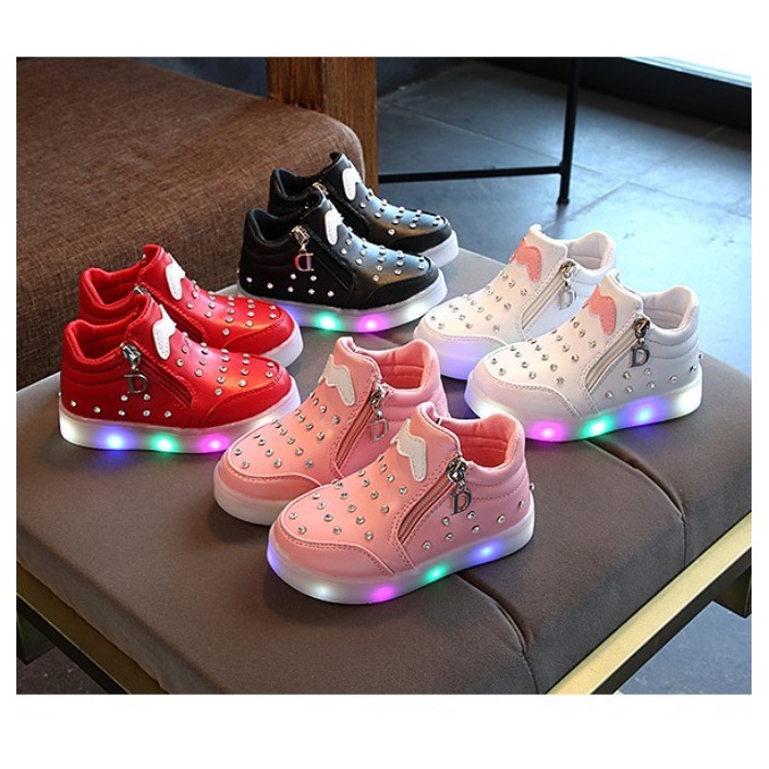 (Kiddiwear) Sepatu Anak Cewe LED Size 31-36