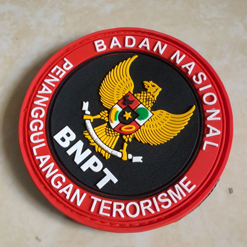 patch rubber logo bnpt / badan nasional penanggulangan terorisme / tempelan emblem karet velcro