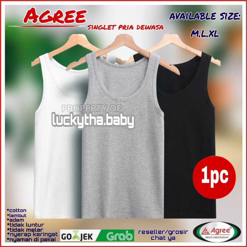 agree- singlet pria dewasa agree sa004 warna putih,abu,hitam/ kaos dalam pria agree/ kaos kutang laki-laki/ singlet agree sa004 lengan kutung agree