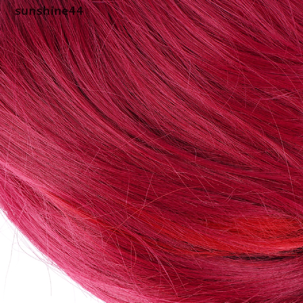 Sunshine Wig / Rambut Palsu Panjang + Poni Tahan Panas Warna Merah Untuk Cosplay Anime