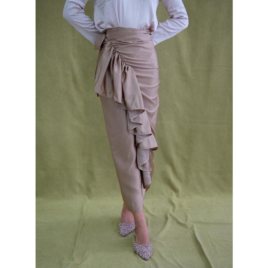 JALEELA - MAURA SKIRT - ( RUCHED SKIRT/ROK LILIT / WRAP SKIRT / ROK SATIN )