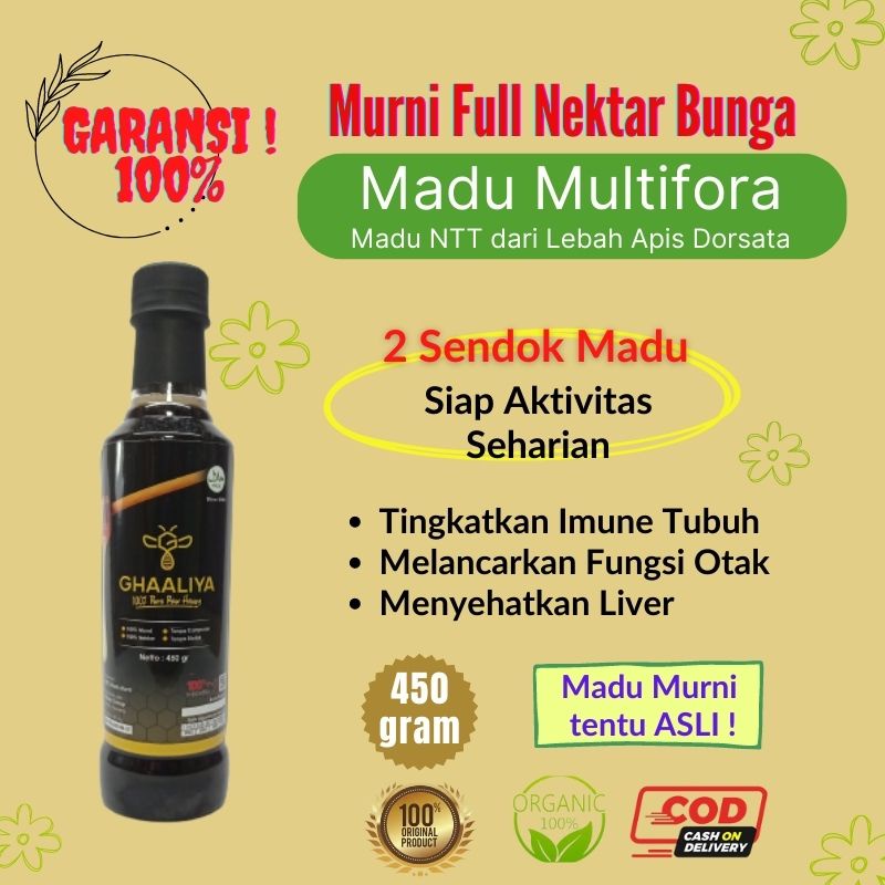 

Madu Murni Asli NTT dari Sarang Lebah Liar Apis Dorsata Full Nektar Bunga/Madu Multifora/Madu Hitam Berkhasiat