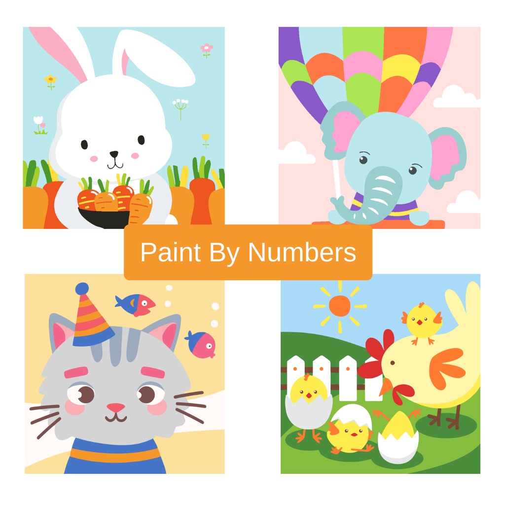 

Readyy - Paint By Number Mainan Edukasi Anak / DIY Paint By Numbers 20 x 20 / Kanvas Lukis Mewarnai