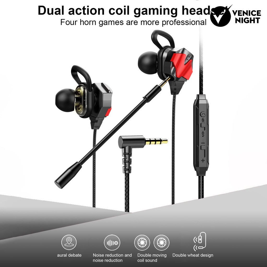 (VNEP) (Berkabel) Earphone High Fidelity Intelligent Noise Cancelling Universal 3.5mm In-ear Student Surround Gaming Earbud untuk Panggilan