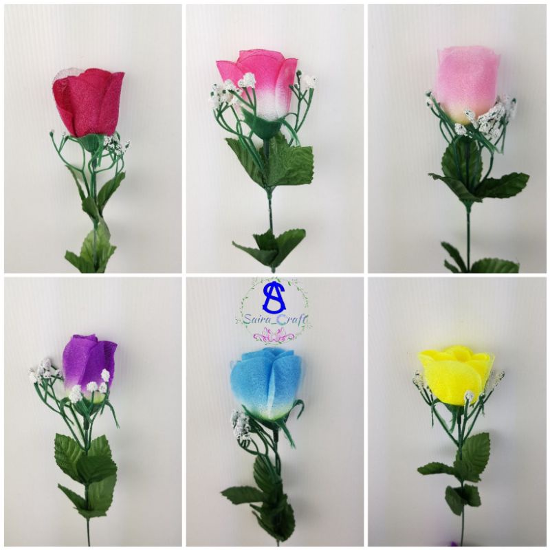 Bunga Mawar Artificial / Bunga Mawar Plastik / Bunga Mawar Palsu / Bunga Mawar Tangkai