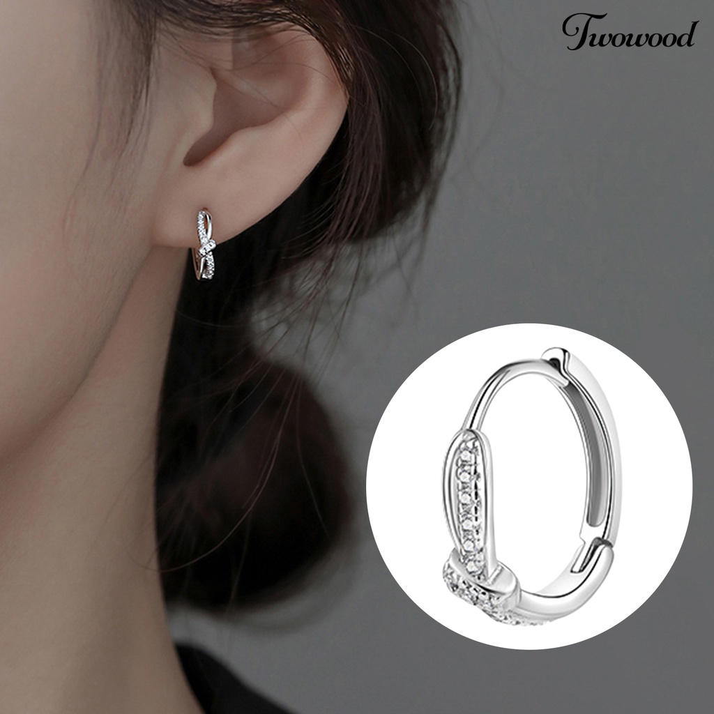 1 Pc Anting Hoop Bentuk Kubus Bahan Zirkon Gaya Korea Untuk Pesta Pernikahan