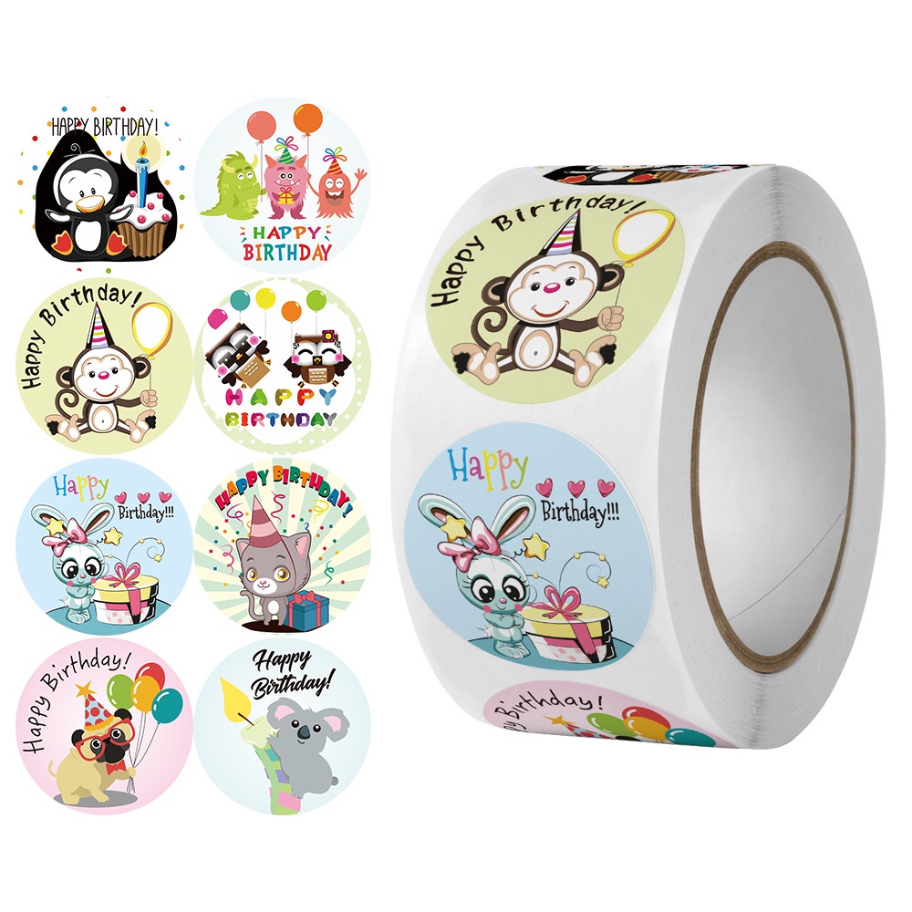 Stiker Roll Reward Anak isi 500pc Label Ulang Tahun Baby Animal Tempel