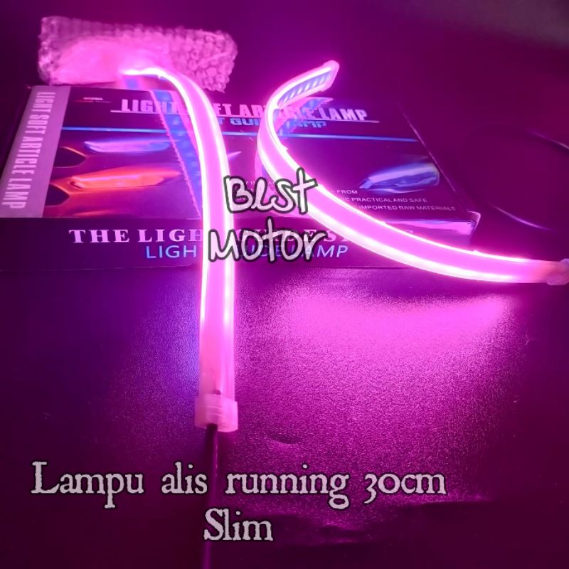 Lampu Alis LED Tempel Flexible DRL 30CM Motor Mobil 30 CM Sein Running Red Yellow