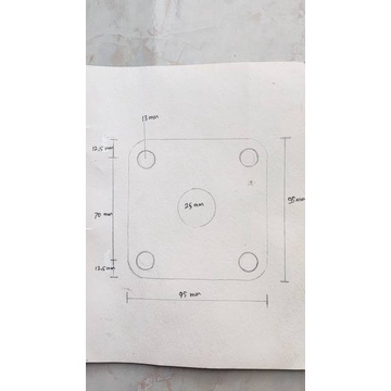 Besi Plat 5mm 95 x 95mm + 5 Lubang