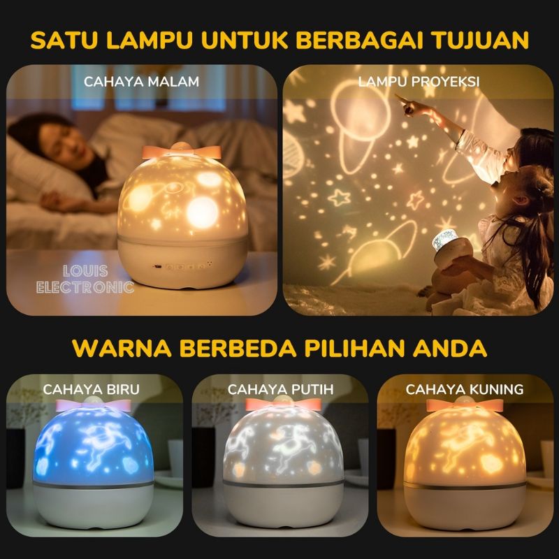 Lampu Tidur Proyektor 6 Motif Lampu Langit Bintang + Music Box + Bluetooth