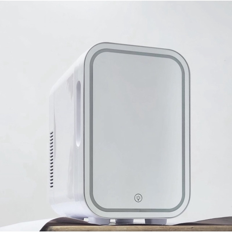 Mini Fridge 8L Skincare with mirror & light/ kulkas mini kosmetik 8L