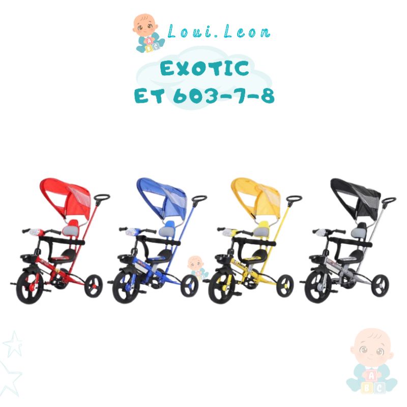 Sepeda roda 3 EXOTIC ET 603-7-8 / Becak anak sepeda dorong / Sepeda Roda Tiga Anak / Tricycle