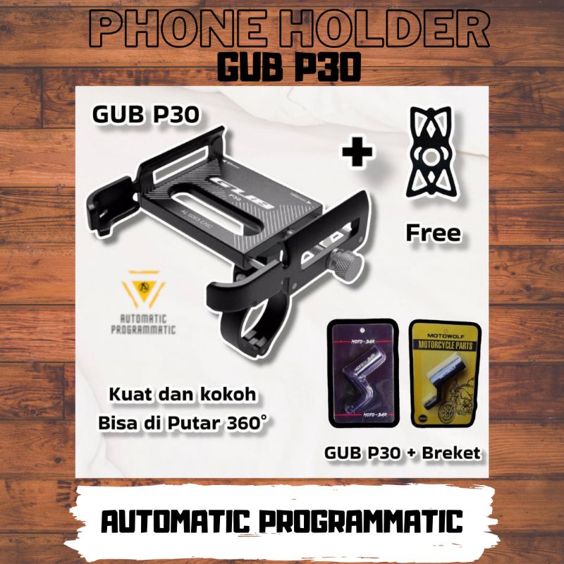 Gub P30 Phone Holder Holder Motor Original Dudukan Ponsel Aluminium Aloy