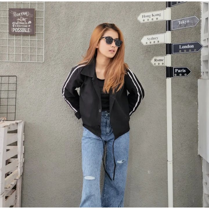 Sweater Kardigan JOJI JACKET Serut Pakaian Wanita Oversize Kekinian Fashion Ala Korean Kasual OOTD