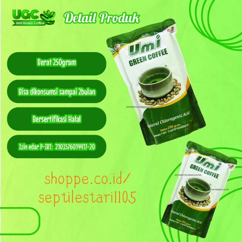 

Kopi herbal pelangsing&kesehatan UMI GREEN COFFE ORIGINAL100%