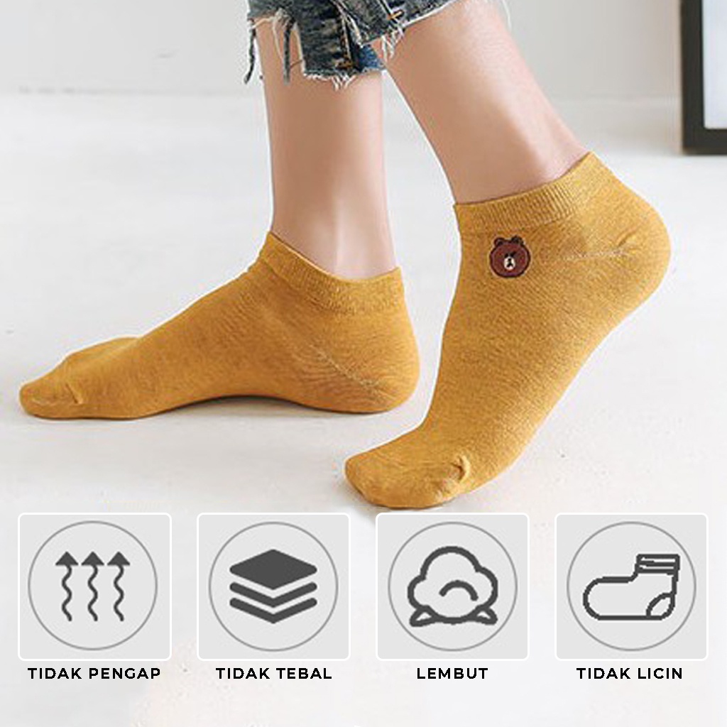 Kaos Kaki Korea Ankle Anak Wanita Pria Socks Bear Motif Lucu Cute Kaus Kaki Sekolah Kos Kaki Dewasa Kasual Pendek Polos | GROSIRXPRESS