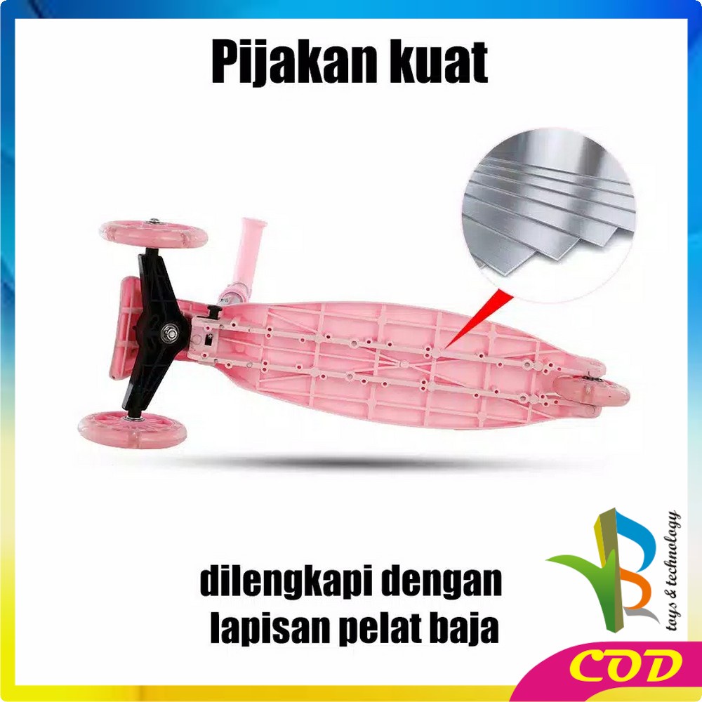 RB-M95 Mainan Otopet Scooter Anak Otoped Kumbang Skuter Anak Roda 3 Bisa Lipat Lampu LED Roda Murah