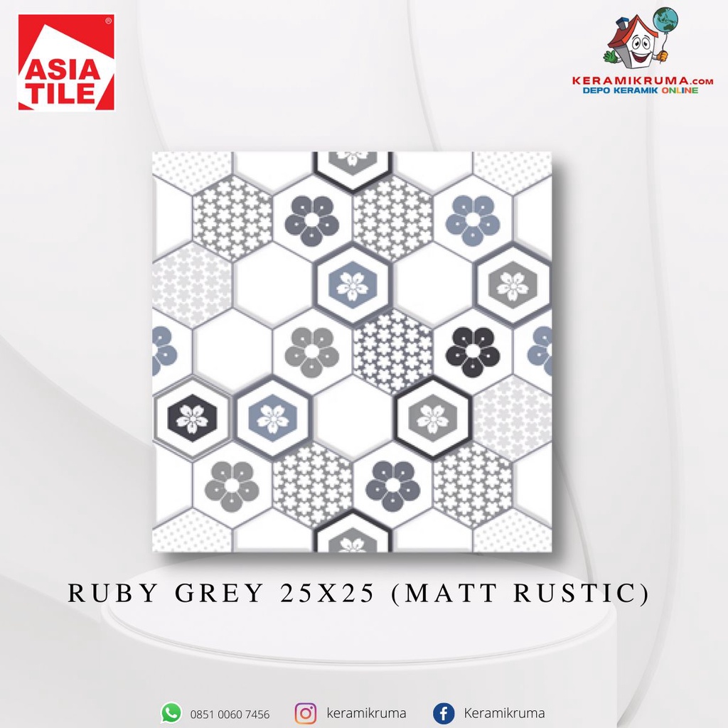 Keramik Lantai Asia Tile 25x25 Ruby Grey Matt Rustic Kasar