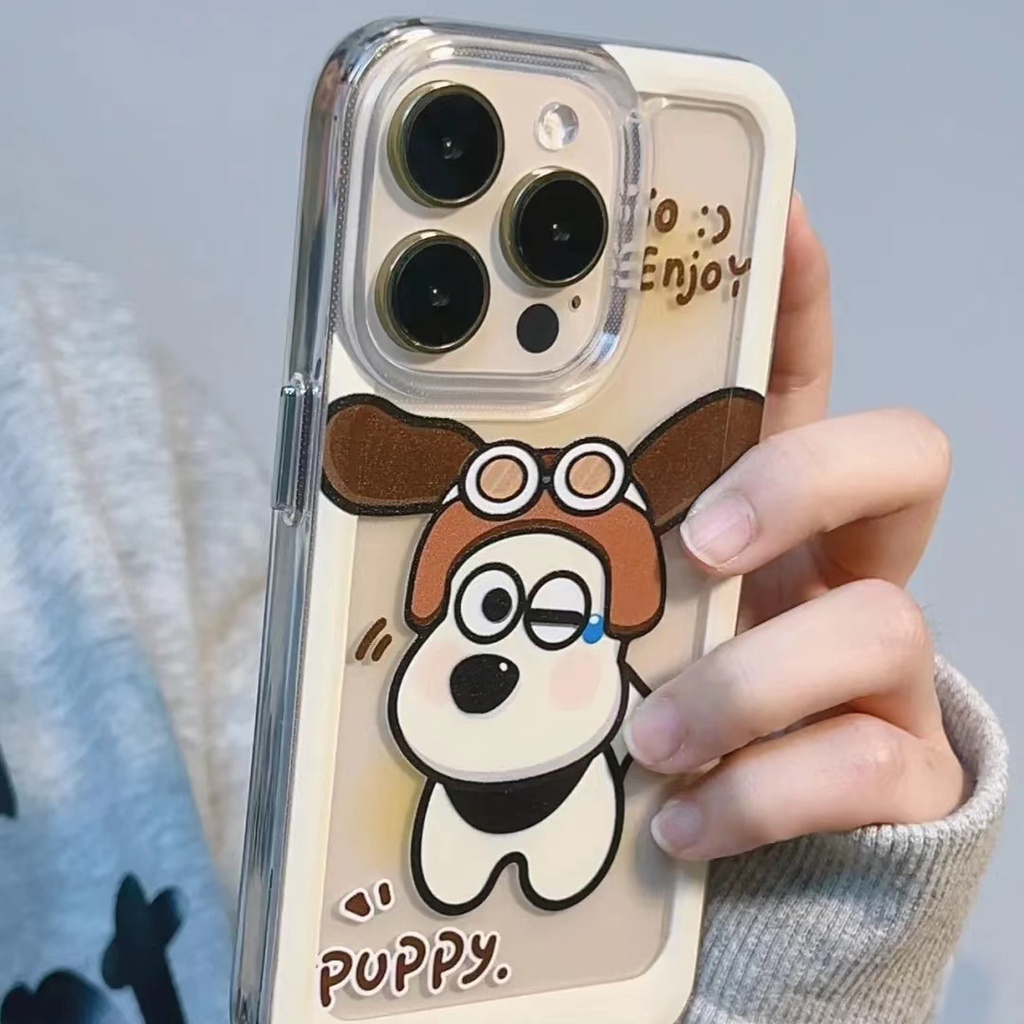 IPHONE Pilot Dog Soft Phone Case Kompatibel Untuk Iphone14 13 12 11 Pro XS Max XR X8 7 Plus Casing Transparan Silikon TPU Shockproof Cover