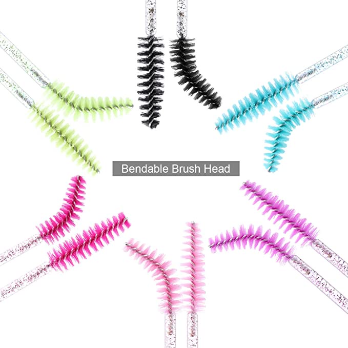 BUNDLING 300PCS Disposable Mascara Wands Eyelash Brush Spoolies for Eye Lash Extension, Eyebrow and Makeup Crystal