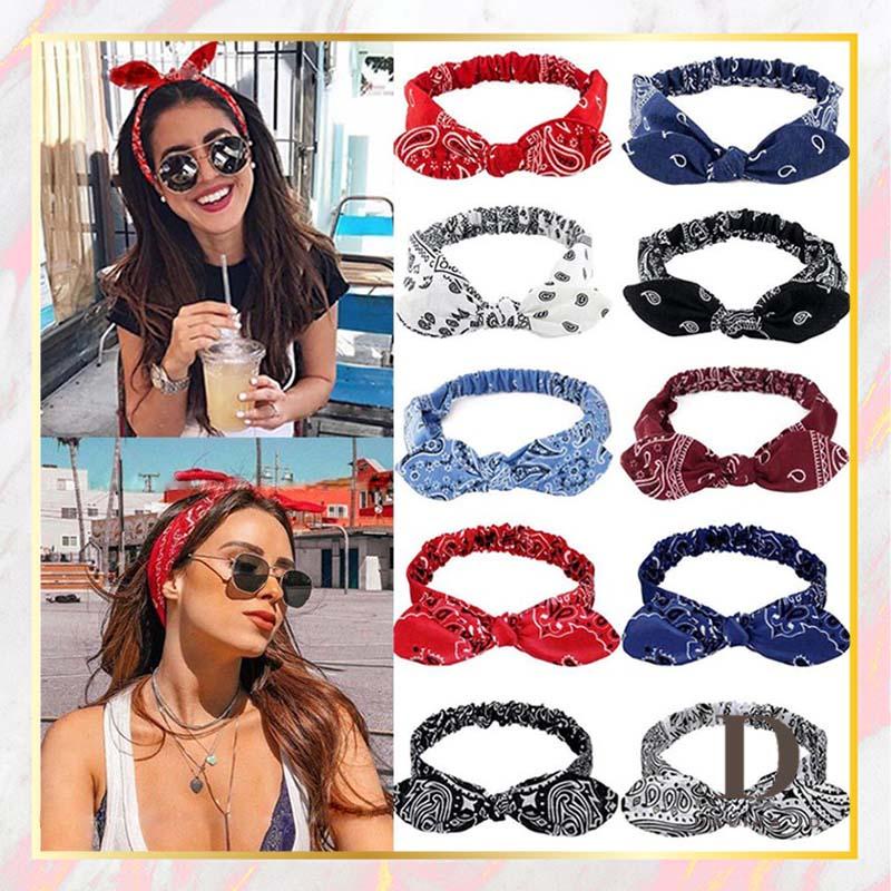 Bandana Scrunchie Headband Rambut Bando Kain Lentur Retro Vintage Dalika