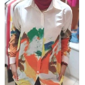 Kemeja Zara Abstrak Premium