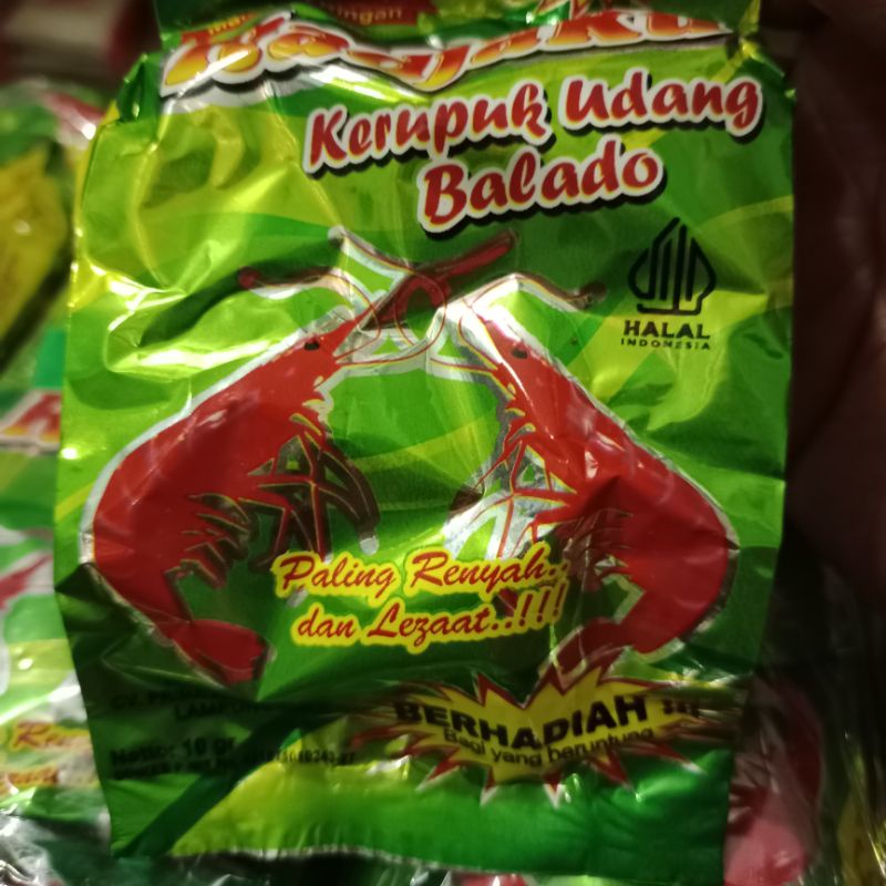 

Kerupuk Udang Balado Radjaku Berhadiah isi 20/pack