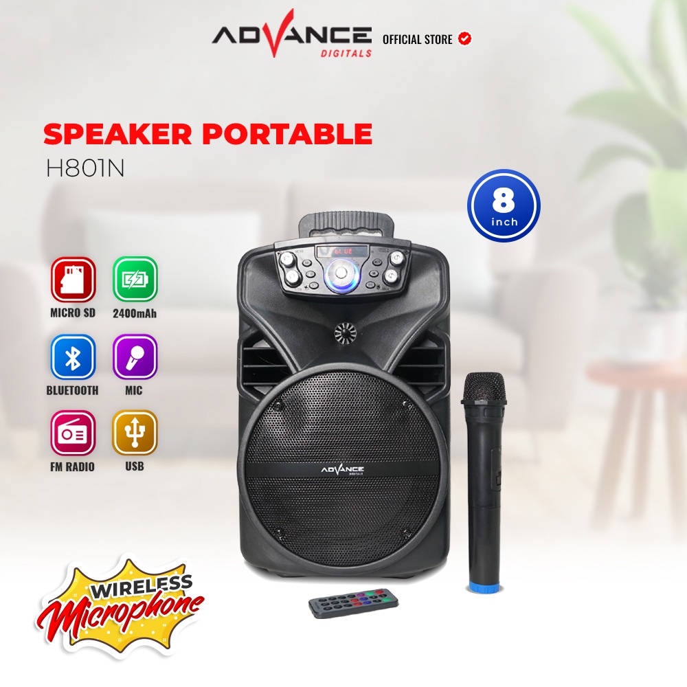 ADVANCE Speaker Bluetooth Speaker Portable with Mic Wireless H801N Garansi Resmi 1 Tahun