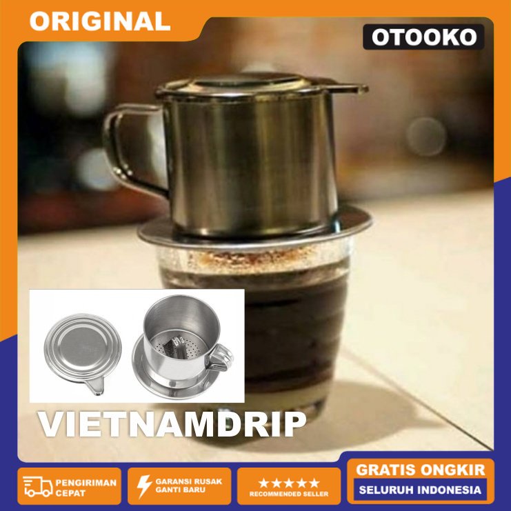 Alat kopishop Gelas filter saringan kopi vietnam drip kopi susu Vietnam drip 7Q Long Cam Coffee Kopi 1 Cup Filter Saringan LC Stainless Alat Penyaring Saring