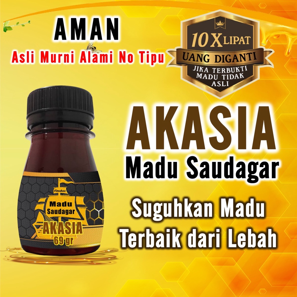 Madu Asli Akasia Murni Alami Grade A Row Honey Madu Saudagar