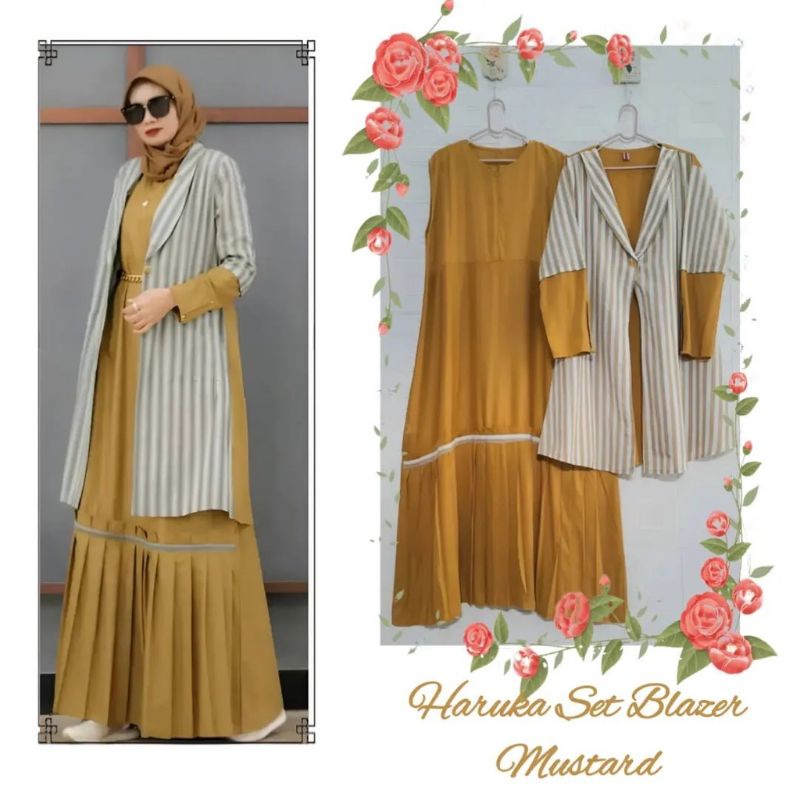 [TERBARU] Haruka Set Blazer / Gamis Wanita MuslimKekinian Set Blazer Matt Salur Katun Haruka