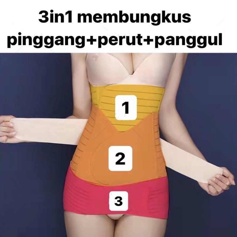 Korset 3 IN 1 Korset Melahirkan Wanita Postnatal Corset Pelangsing Pasca Melahirkan Recovery Breathable