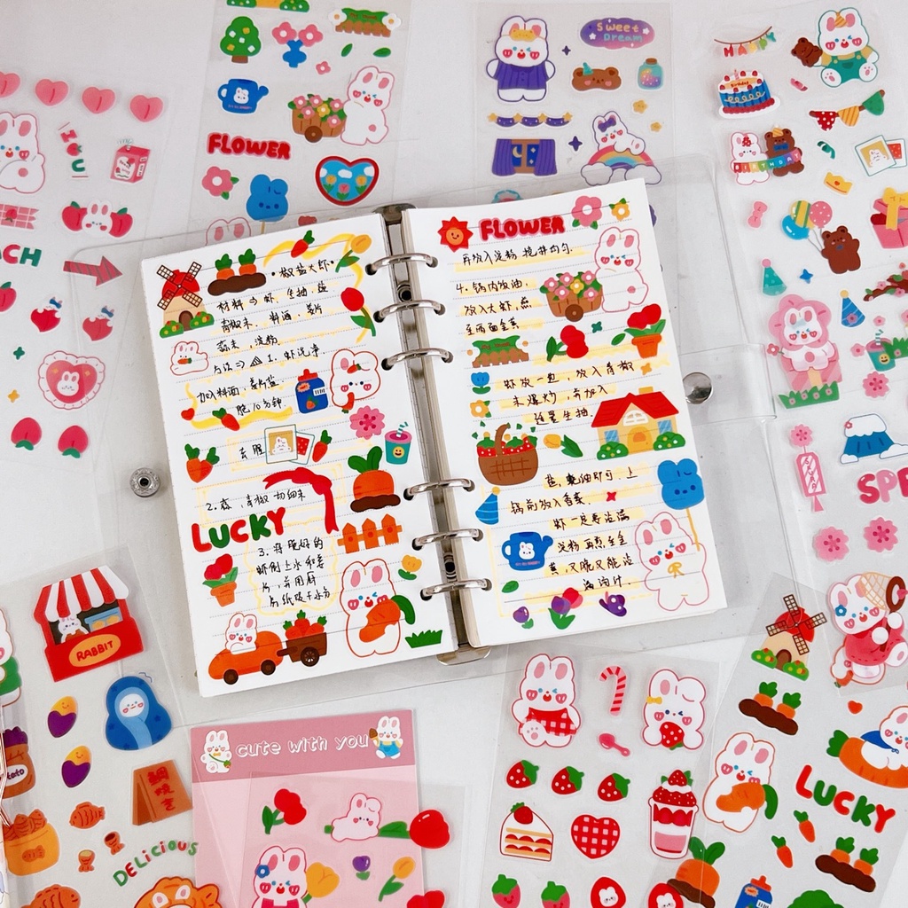 10pcs / Set Stiker Transparan Motif Kartun Hewan Peliharaan Untuk Dekorasi Scrapbook / Diary / Jurnal DIY