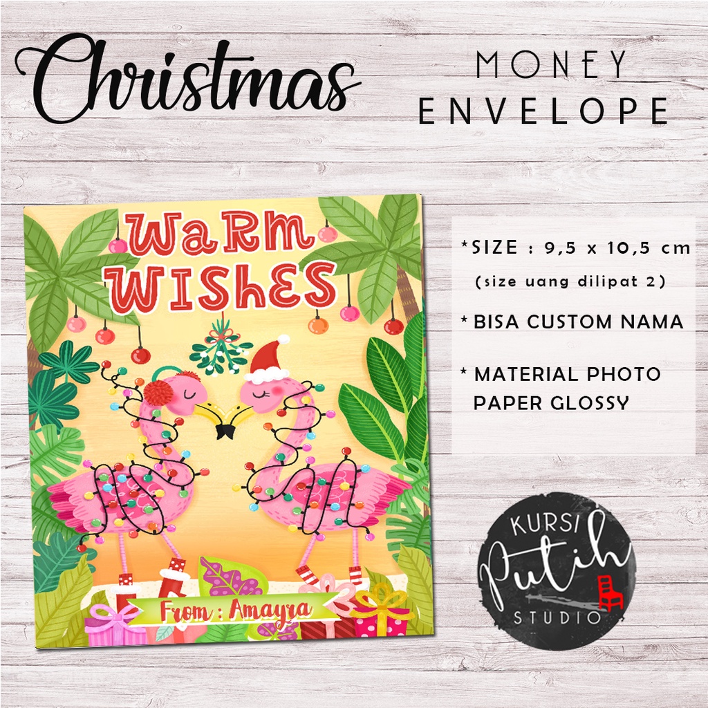 

amplop uang natal / Christmas money envelope tema flamingo